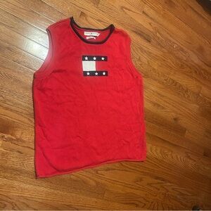Vintage Y2K Tommy Hilfiger flag knit sleeveless  sweater vest.